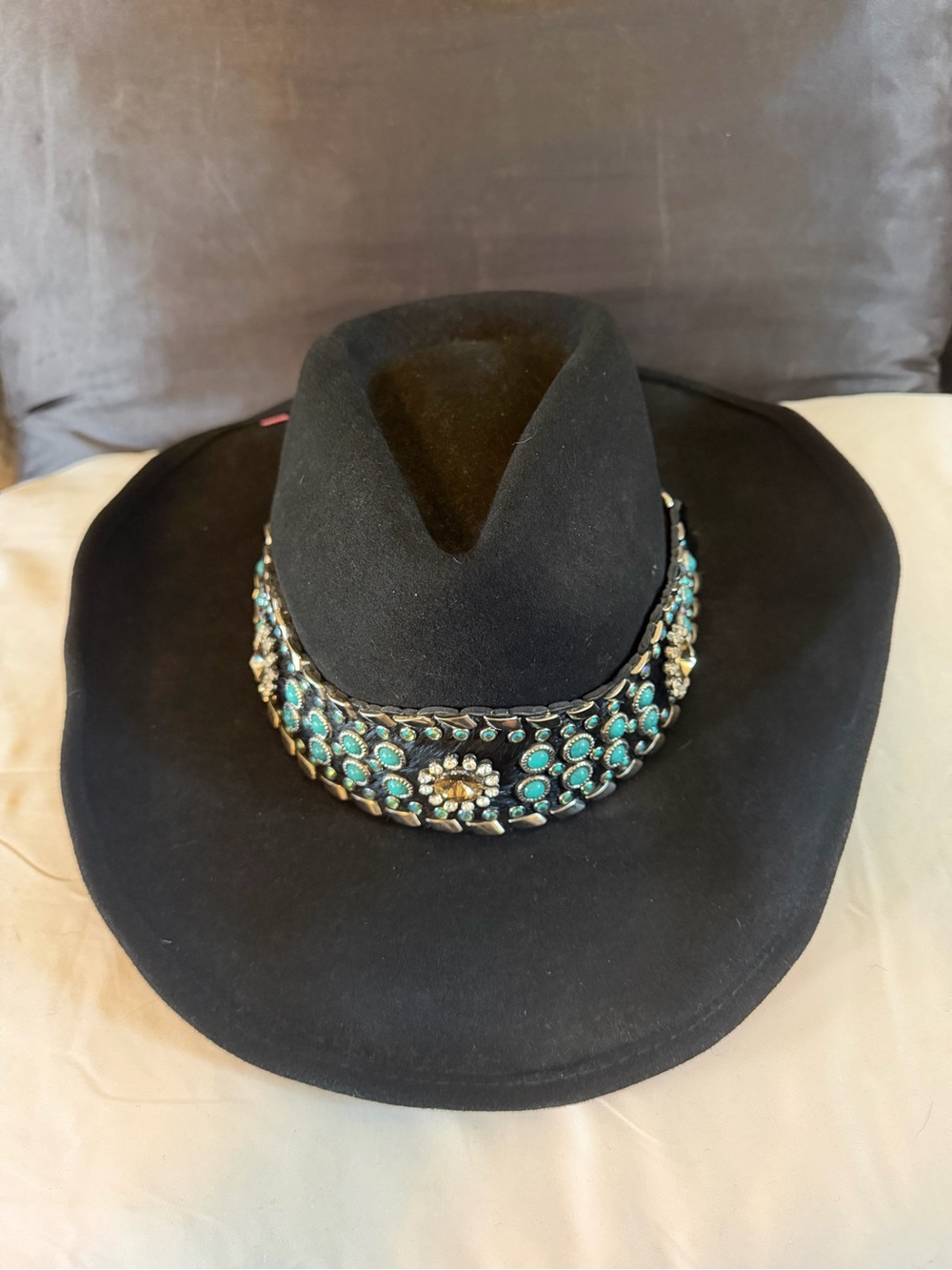 Bullhide “Rhythm Of The Night” Western Boho Hat w/ Turquoise Embellished Band XL